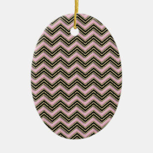 Adorno De Cerámica Modelo de zigzag negro y rosado