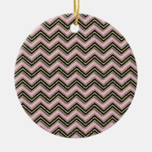 Adorno De Cerámica Modelo de zigzag negro y rosado