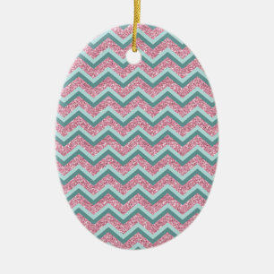 Adorno De Cerámica Modelo de zigzag rosado del purpurina