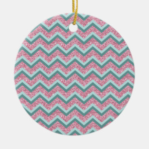 Adorno De Cerámica Modelo de zigzag rosado del purpurina