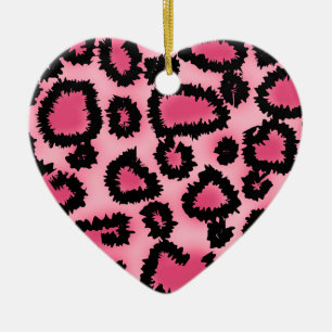 Adorno De Cerámica Modelo rosado y negro del estampado leopardo