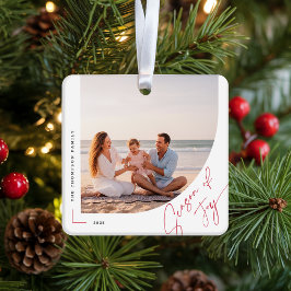 Adorno De Cerámica Modern Arch Family Photo Double Sided Christmas