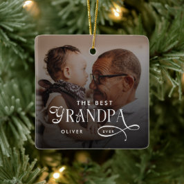 Adorno De Cerámica Modern Best GrandPa Ever Photo Personalized
