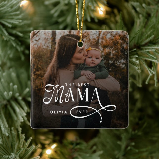 Adorno De Cerámica Modern Best Mama Ever Photo Mothers Day Gifts (Árbol)