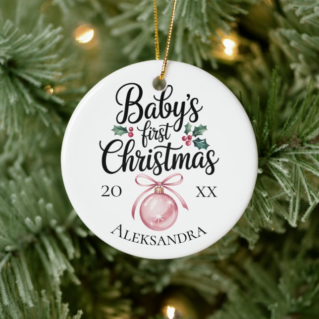 Adorno De Cerámica Modern Elegant Baby First Christmas Baby Gift (Árbol)