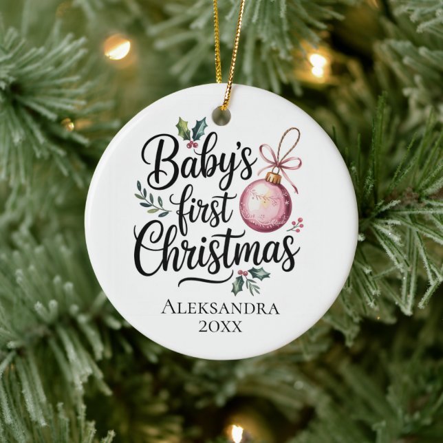 Adorno De Cerámica Modern Elegant Baby First Christmas Baby Gift (Árbol)
