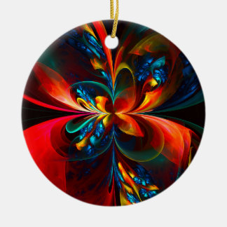 Adorno De Cerámica Modern Floral Resumen Art Naranja Patrón Azul #14