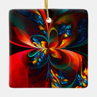 Adorno De Cerámica Modern Floral Resumen Art Naranja Patrón Azul #14