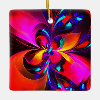Adorno De Cerámica Modern Floral Resumen Arte Patrón Azul Rojo #07