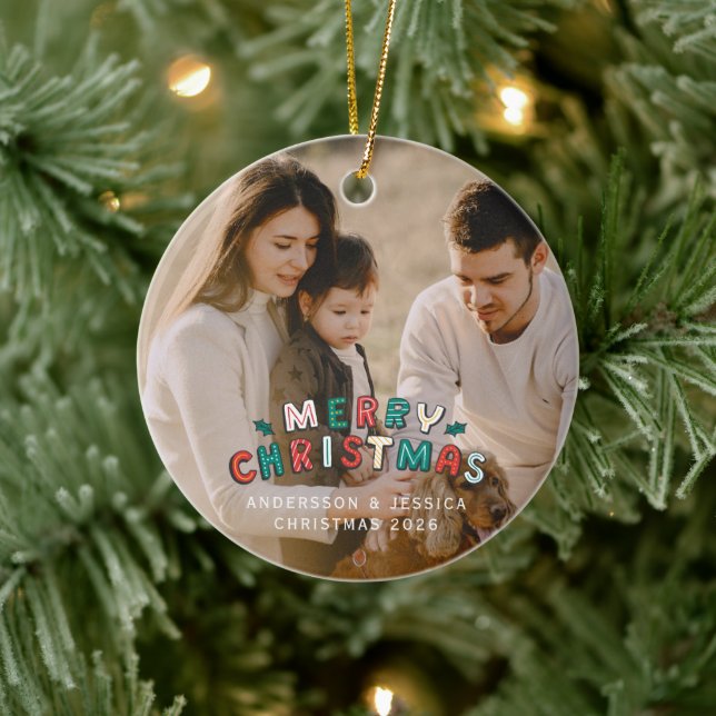 Adorno De Cerámica Modern foliage wreath photo Christmas (Árbol)