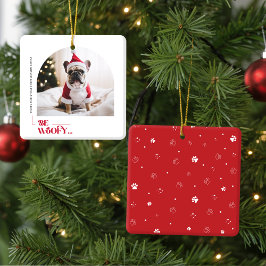 Adorno De Cerámica Modern Funny Family Pet Dog Arch Photo Christmas