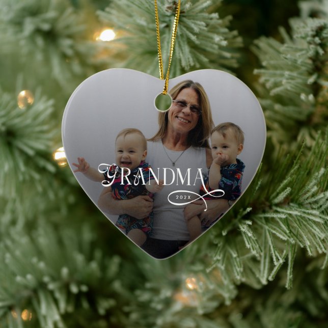 Adorno De Cerámica Modern Grandma Photo Personalized (Árbol)