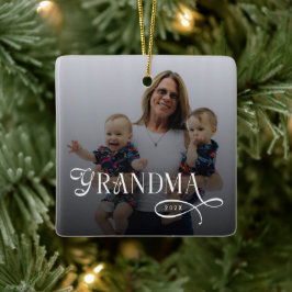Adorno De Cerámica Modern Grandma Photo Personalized