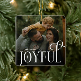 Adorno De Cerámica Modern Joyful Family 2 Photo Christmas