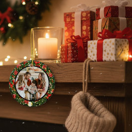 Adorno De Cerámica Modern Minimalist Merry Christmas Family Photo