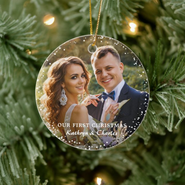 Adorno De Cerámica Modern Nuestra Primera Navidad Como Sr. y Sra. Flo (Árbol)