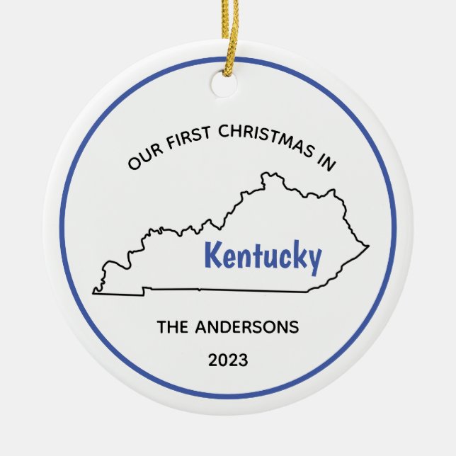 Adorno De Cerámica Modern Nuestros primeros Navidades en Kentucky (Frente)