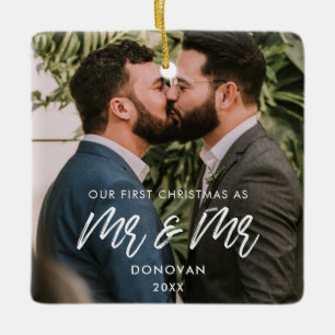 Adorno De Cerámica Modern Our First Christmas as Mr and Mr photo