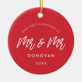 Adorno De Cerámica Modern Our First Christmas como Mr.