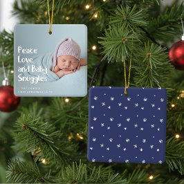 Adorno De Cerámica Modern Peace Love Newborn Baby's First Christmas