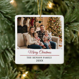 Adorno De Cerámica Modern Personalized Family Photo Merry Christmas 