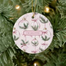 Adorno De Cerámica Modern Pink Christmas Ornament Personalized Gift