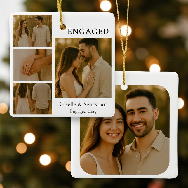 Adorno De Cerámica Modern Romantic Engagement Photo Keepsake (Subido por el creador)