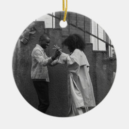 Adorno De Cerámica Modern Rustic Plaid Christmas Ornament Personalize