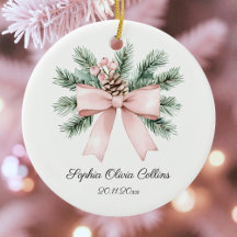 Moderna acuarela rosa Bow Script Nombrar niña