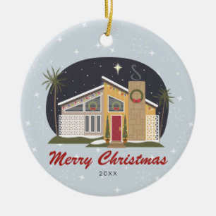 Adorno De Cerámica Moderna casa navideña Mid Century Merry