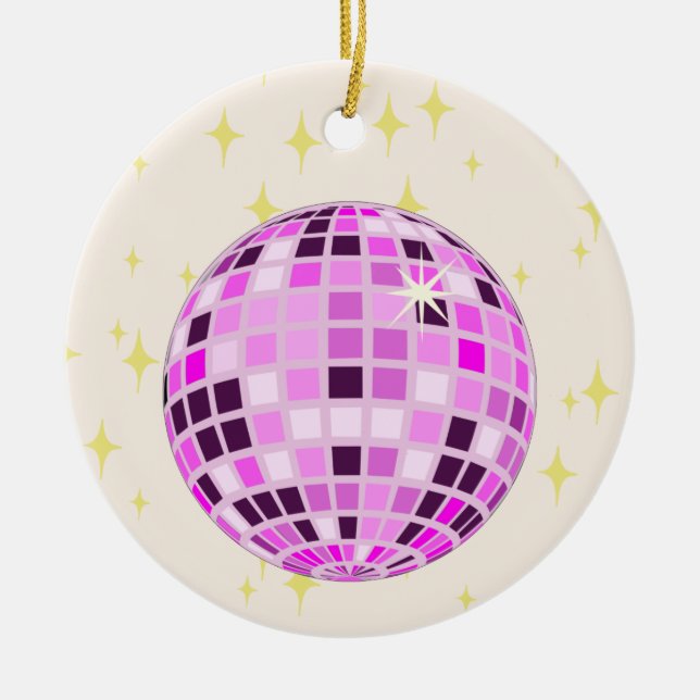 Adorno De Cerámica Moderna Discoteca Purple Retro Rosa Ball Beige (Frente)