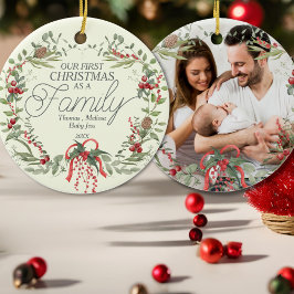 Adorno De Cerámica Moderna elegancia Navidades verdes rojos florales