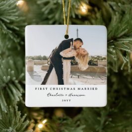 Adorno De Cerámica Moderna foto de Navidad de recién casados primer N