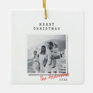 Adorno De Cerámica Moderna foto familiar vintage de Navidades mínimo