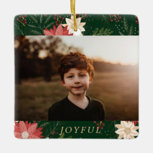 Adorno De Cerámica moderna foto floral alegre de niños en navidad