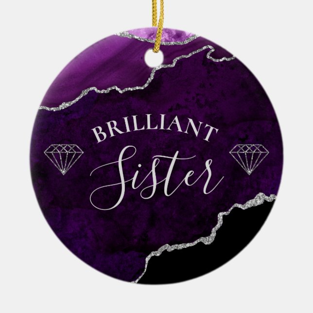 Adorno De Cerámica Moderna hermana brillante de mármol morado (Frente)