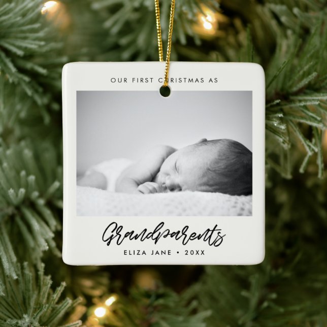 Adorno De Cerámica Moderna nuestra primera Navidad como foto de abuel (Árbol)