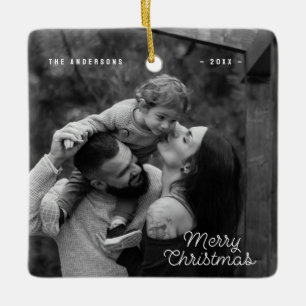 Adorno De Cerámica Moderna Una Foto Simple Feliz Navidad