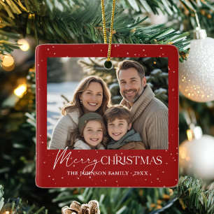 Adorno De Cerámica Moderna y elegante foto de la familia Red Merry Ch