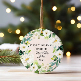 Adorno De Cerámica Moderna y elegante primera Navidad casada
