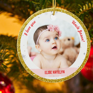 Adorno De Cerámica Modernas 2 fotos Bebé Primer tío de Navidad