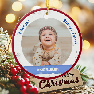 Adorno De Cerámica Modernas 2 fotos niño bebé Primer abuelo de Navida