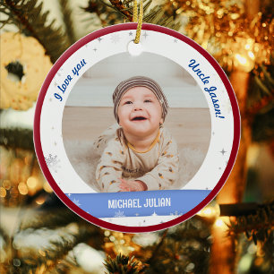 Adorno De Cerámica Modernas 2 fotos niño bebé primer tío de Navidad