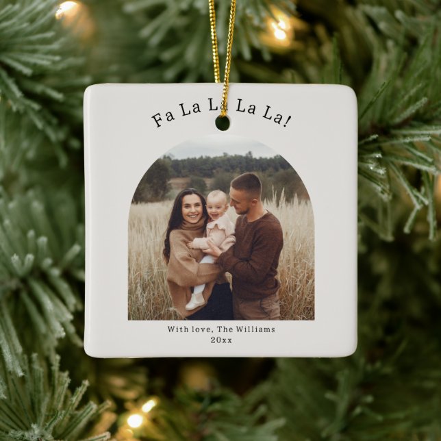 Adorno De Cerámica Moderno Boho Arch Beige Fa La La La (Árbol)