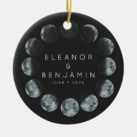 Moderno color de agua negro Moon Phases Boda Perso