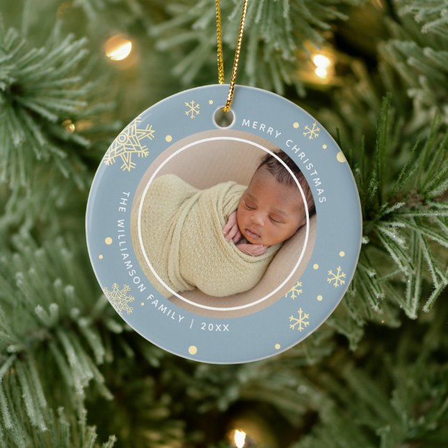 Adorno De Cerámica Moderno copo de nieve 2 fotos (Árbol)