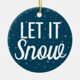 Adorno De Cerámica Moderno deja que nieve azul con copos de nieve