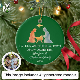 Adorno De Cerámica Moderno ES LA TEMPORADA Foto Familiar Navidad