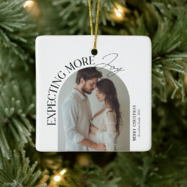 Adorno De Cerámica Moderno Esperando Más Alegres Navidades De Fotogra