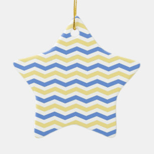 Adorno De Cerámica Moderno, moderno, elegante chevron azul y amarillo